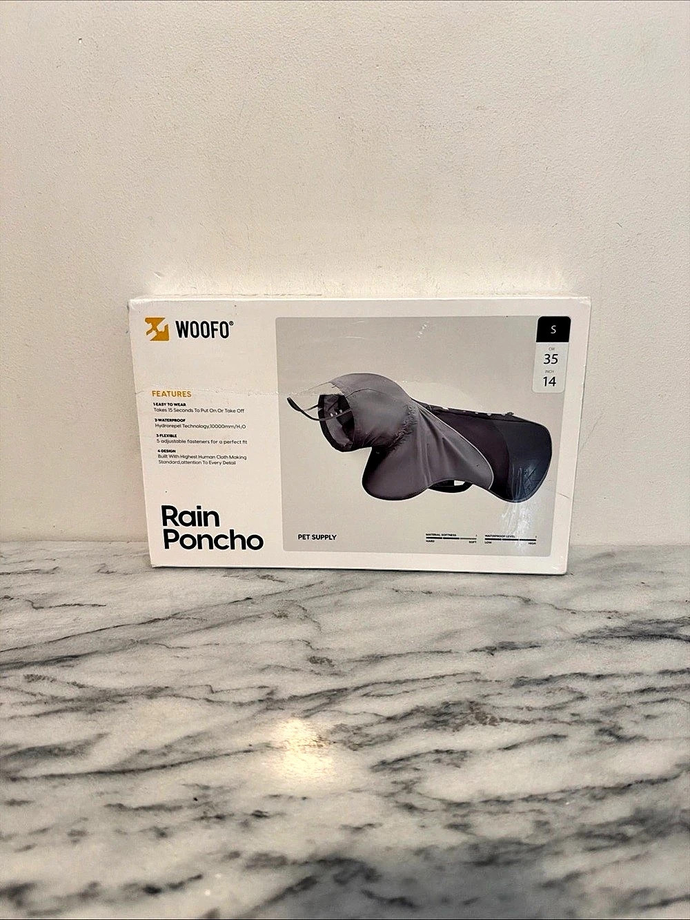 WOOFO Rain Poncho Dog Gray Small NWT
